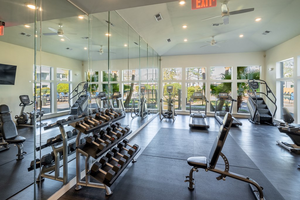 Fitness Center with Mirror at Blu on the Boulevard, Baton Rouge